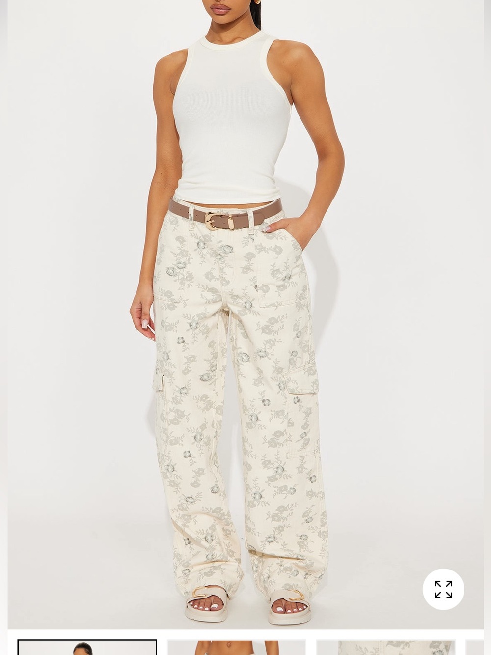 Fashion nova floral printed cargo stretch straight leg jeans NWT size 0